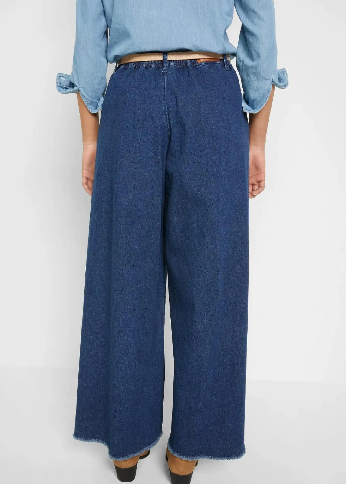 bonprix Bekleidung·Shirts & Tops|Jeans^Wide-Leg-Jeans, Hosenrock blau denim