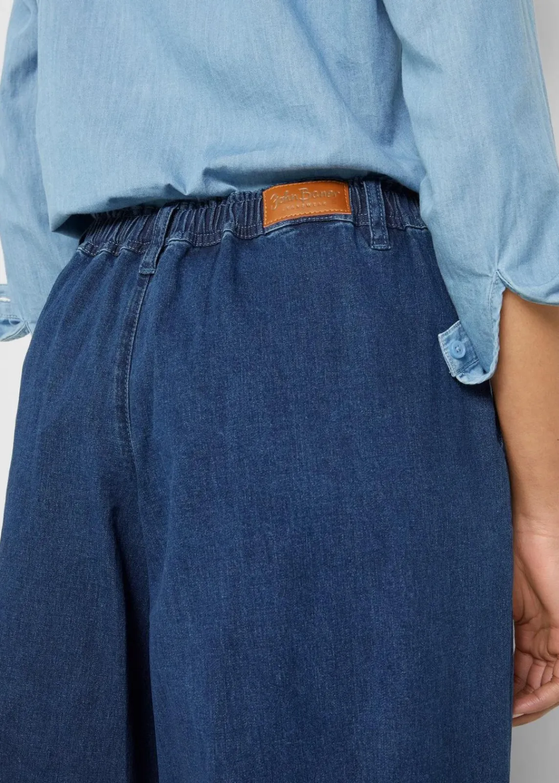 bonprix Bekleidung·Shirts & Tops|Jeans^Wide-Leg-Jeans, Hosenrock blau denim