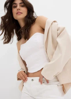 bonprix Kurzgrößen|Bekleidung·Shirts & Tops^Wide-Leg-Jeans, Low Waist hellblau denim used