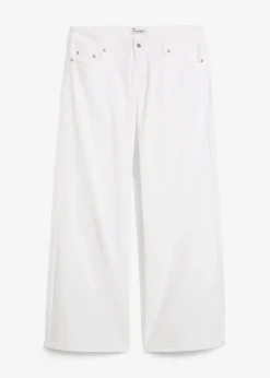 bonprix Jeans|Kurzgrößen^Wide-Leg-Jeans, Low Waist weiß