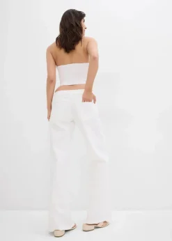bonprix Jeans|Kurzgrößen^Wide-Leg-Jeans, Low Waist weiß