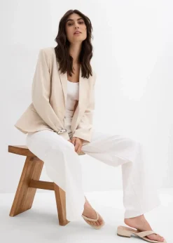 bonprix Jeans|Kurzgrößen^Wide-Leg-Jeans, Low Waist weiß