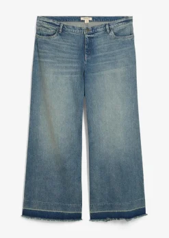 bonprix Kurzgrößen|Bekleidung·Shirts & Tops^Wide-Leg-Jeans Mid Waist hellblau denim used vintage