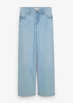 bonprix Jeans|Kurzgrößen^Wide-Leg-Jeans Mid Waist eisblau denim used
