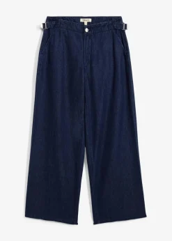 bonprix Bekleidung·Shirts & Tops|Jeans^Wide-Leg-Jeans Mid Waist tiefblau denim ungewaschen