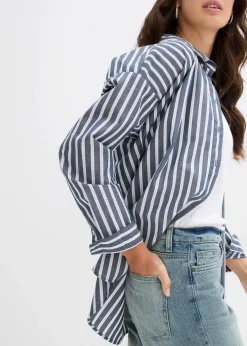 bonprix Jeans|Kurzgrößen^Wide-Leg-Jeans Mid Waist hellblau denim used vintage