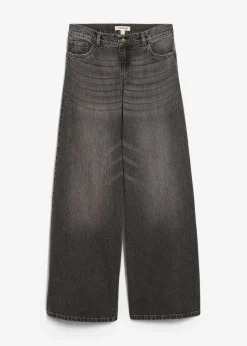 bonprix Jeans|Kurzgrößen^Wide-Leg-Jeans Mid Waist grau denim used