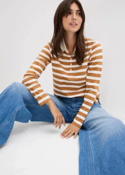 bonprix Jeans|Kurzgrößen^Wide-Leg-Jeans Mid Waist mittelblau denim used