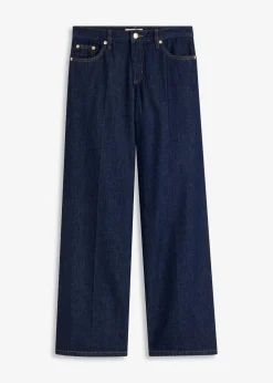 bonprix Bekleidung·Shirts & Tops|Jeans^Wide-Leg-Jeans Mid Waist tiefblau denim ungewaschen