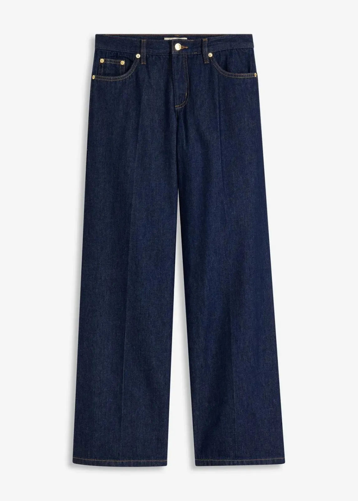 bonprix Bekleidung·Shirts & Tops|Jeans^Wide-Leg-Jeans Mid Waist tiefblau denim ungewaschen