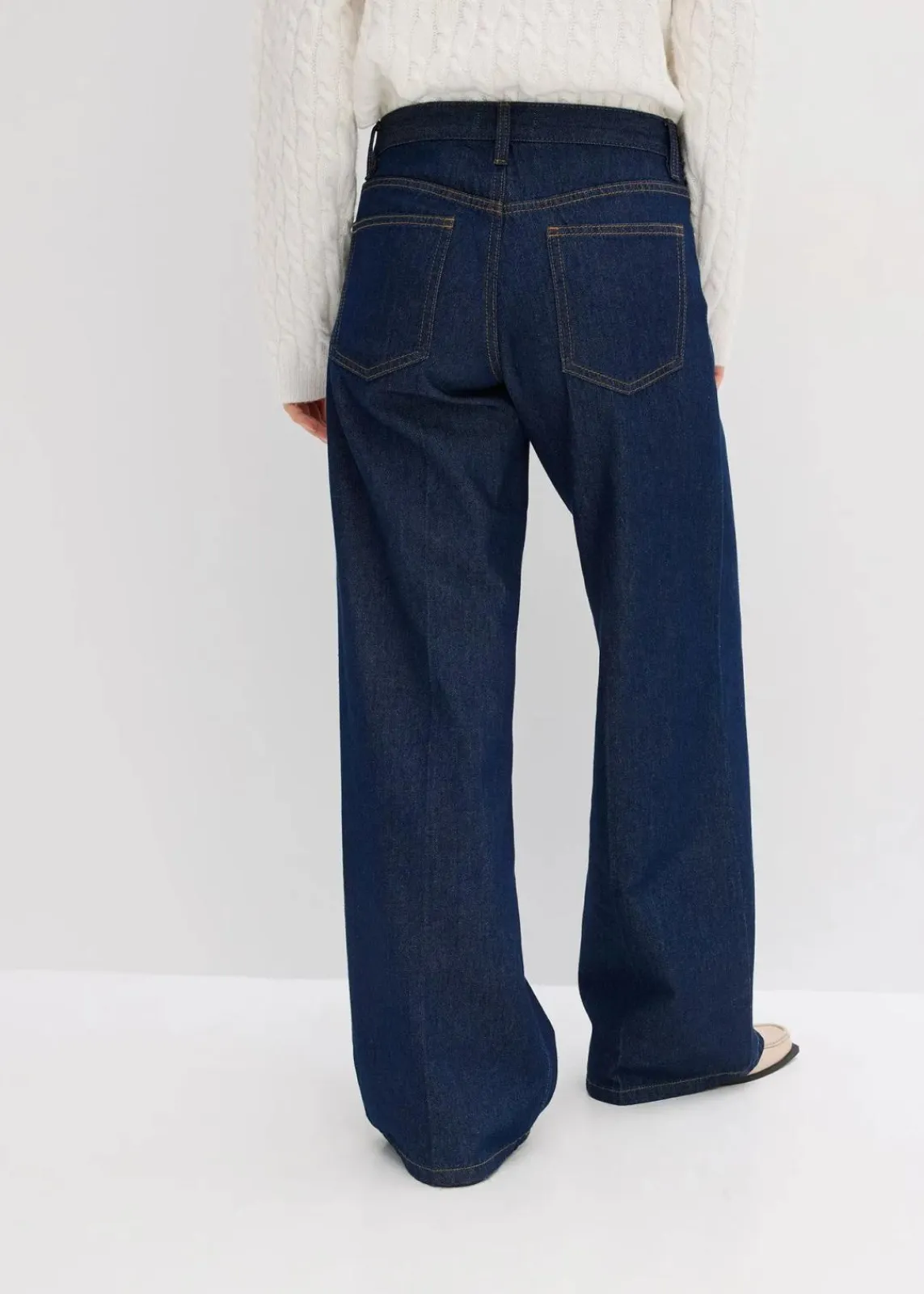 bonprix Bekleidung·Shirts & Tops|Jeans^Wide-Leg-Jeans Mid Waist tiefblau denim ungewaschen