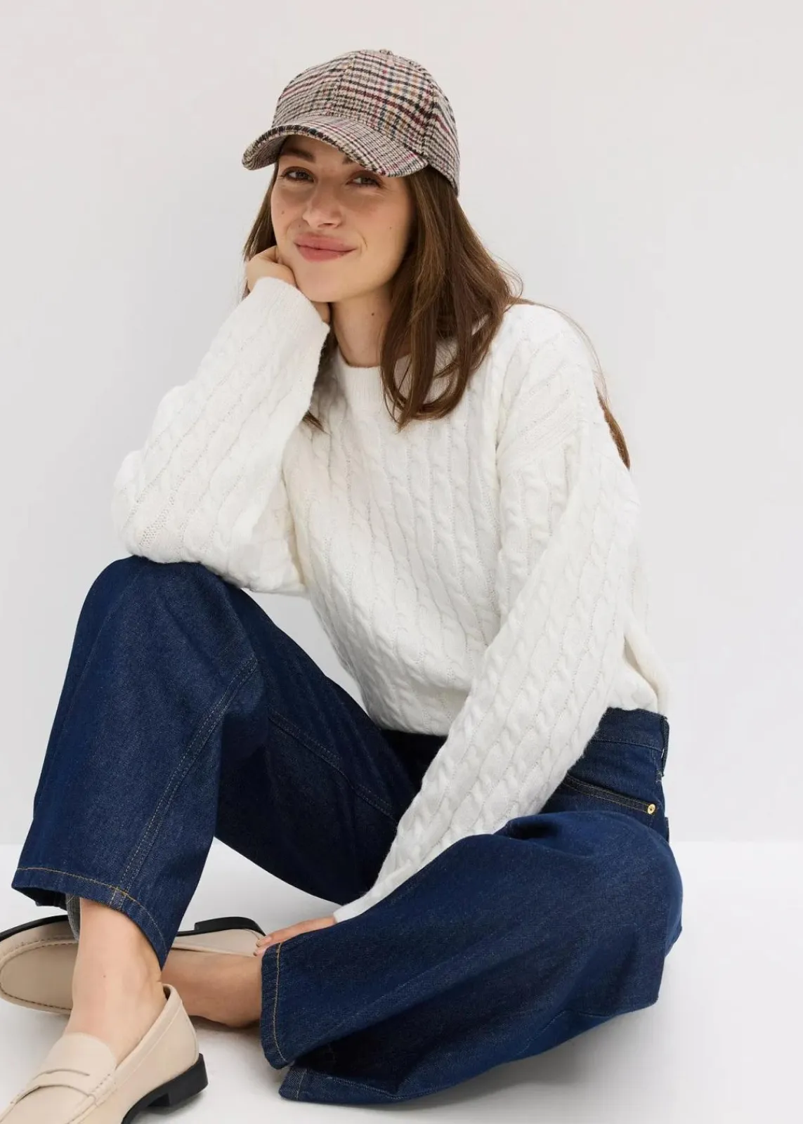 bonprix Bekleidung·Shirts & Tops|Jeans^Wide-Leg-Jeans Mid Waist tiefblau denim ungewaschen