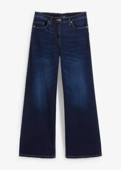 bonprix Bekleidung·Shirts & Tops|Jeans^Wide-Leg-Jeans Mid Waist, Bequembund nachtblau denim