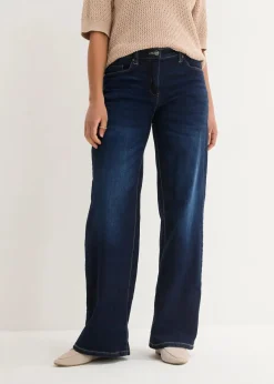bonprix Bekleidung·Shirts & Tops|Jeans^Wide-Leg-Jeans Mid Waist, Bequembund nachtblau denim