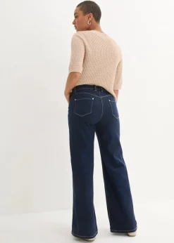 bonprix Bekleidung·Shirts & Tops|Jeans^Wide-Leg-Jeans Mid Waist, Bequembund nachtblau denim