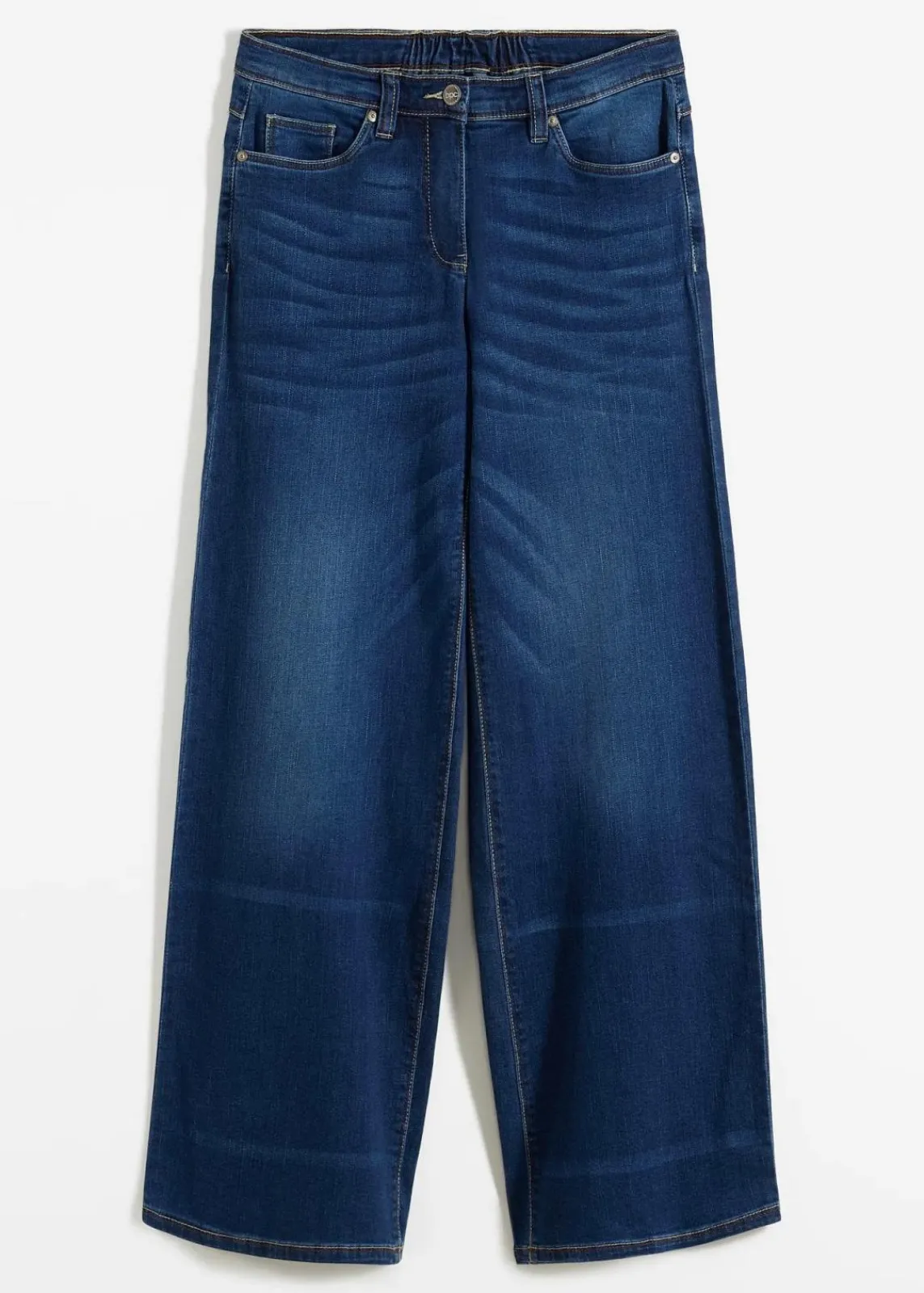 bonprix Jeans|Bekleidung·Shirts & Tops^Wide-Leg-Jeans Mid Waist, Bequembund blau denim