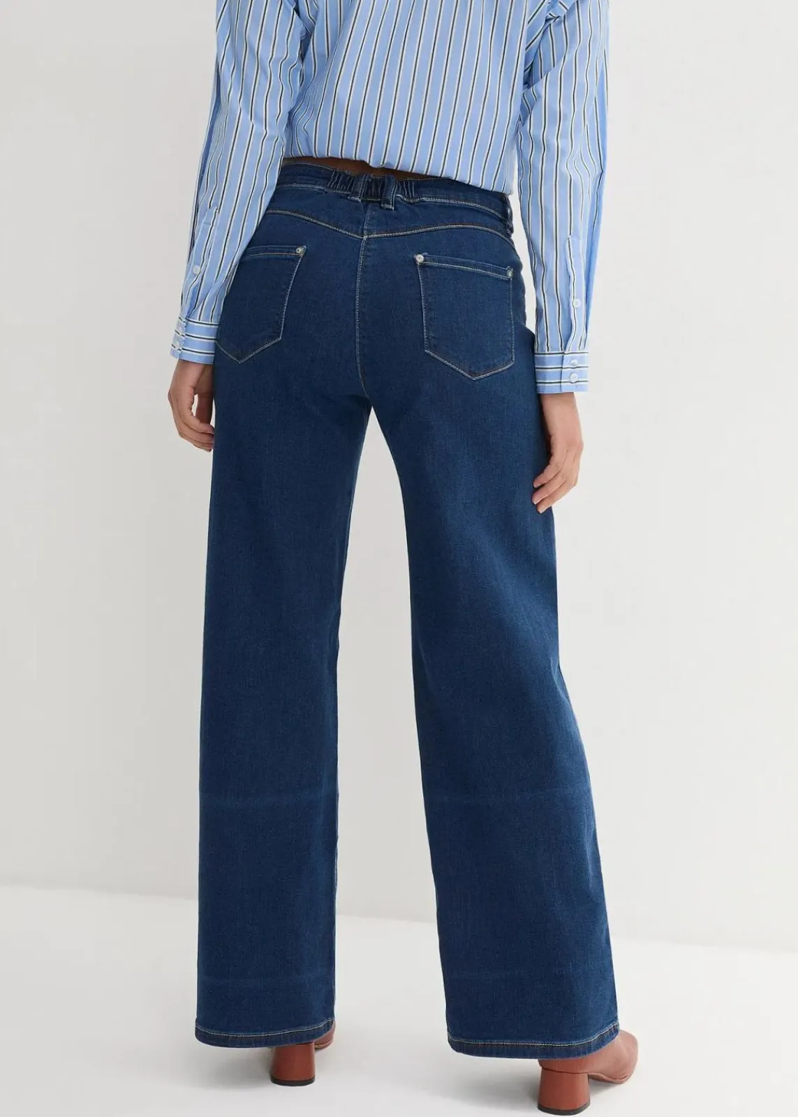 bonprix Jeans|Bekleidung·Shirts & Tops^Wide-Leg-Jeans Mid Waist, Bequembund blau denim