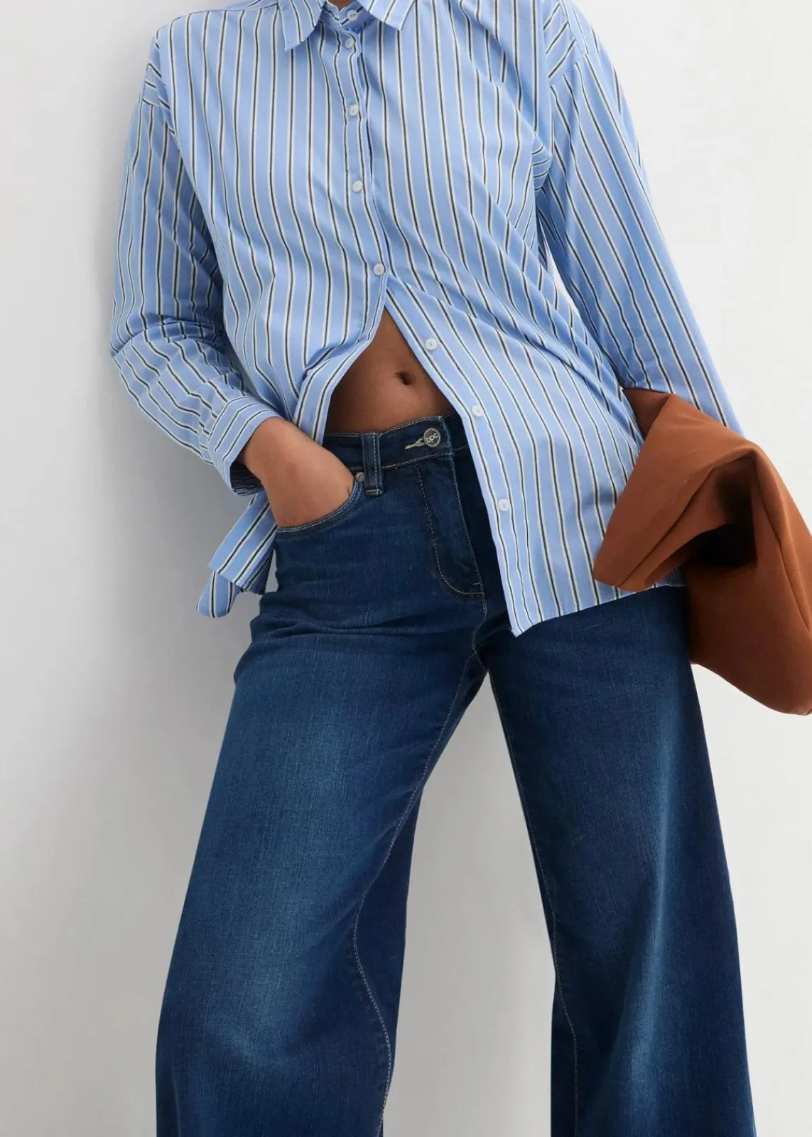 bonprix Jeans|Bekleidung·Shirts & Tops^Wide-Leg-Jeans Mid Waist, Bequembund blau denim