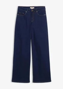 bonprix Jeans|Nachhaltigere Materialien^Wide-Leg-Jeans Mid Waist Bio- Baumwolle tiefblau denim ungewaschen