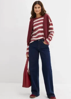 bonprix Jeans|Nachhaltigere Materialien^Wide-Leg-Jeans Mid Waist Bio- Baumwolle tiefblau denim ungewaschen
