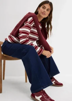 bonprix Jeans|Nachhaltigere Materialien^Wide-Leg-Jeans Mid Waist Bio- Baumwolle tiefblau denim ungewaschen