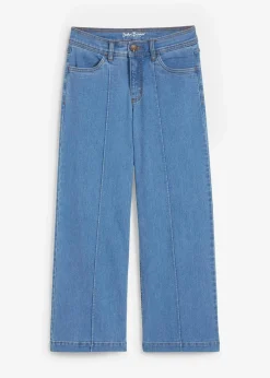 bonprix Bekleidung·Shirts & Tops|Jeans^Wide-Leg-Jeans, Mid Waist, cropped hellblau denim