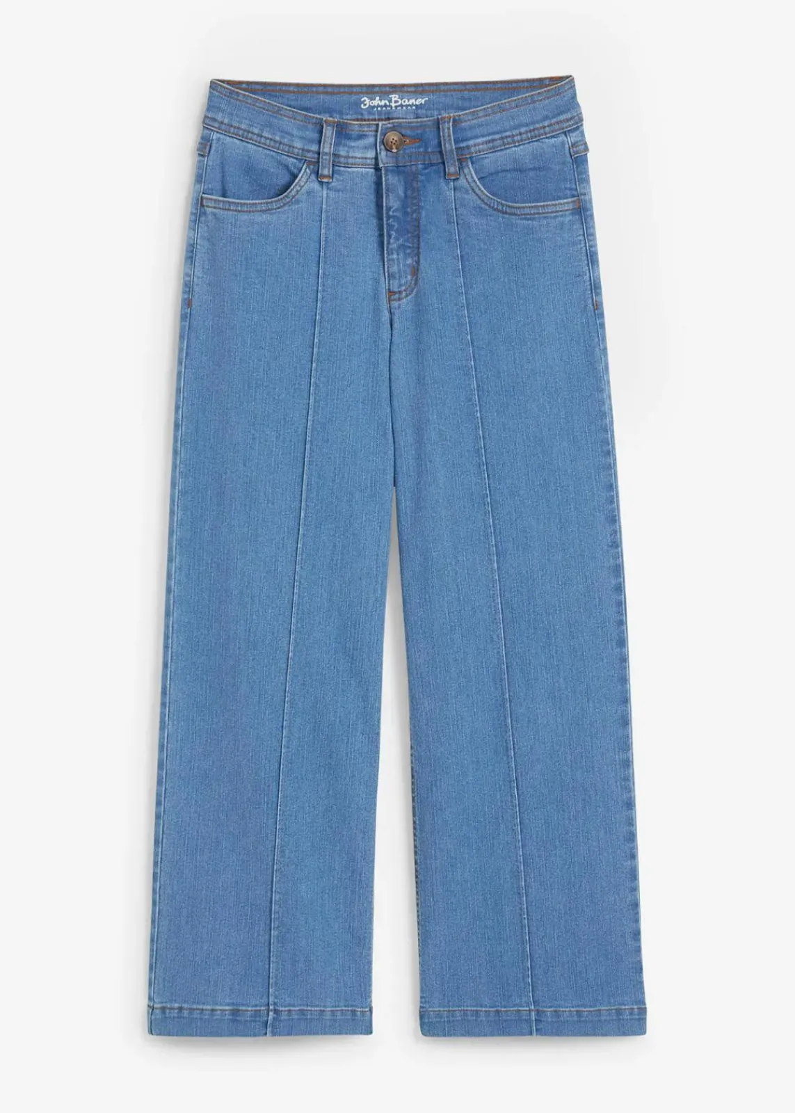 bonprix Bekleidung·Shirts & Tops|Jeans^Wide-Leg-Jeans, Mid Waist, cropped hellblau denim