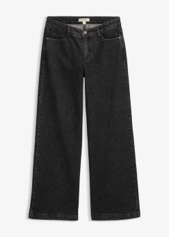 bonprix Jeans|Bekleidung·Shirts & Tops^Wide-Leg-Jeans, Mid Waist, Full Length dunkelgrau denim used