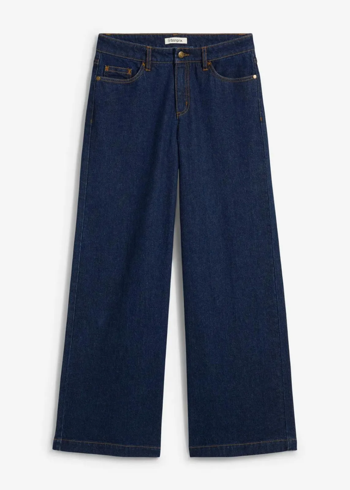 bonprix Bekleidung·Shirts & Tops|Jeans^Wide-Leg-Jeans, Mid Waist, Full Length tiefblau denim ungewaschen
