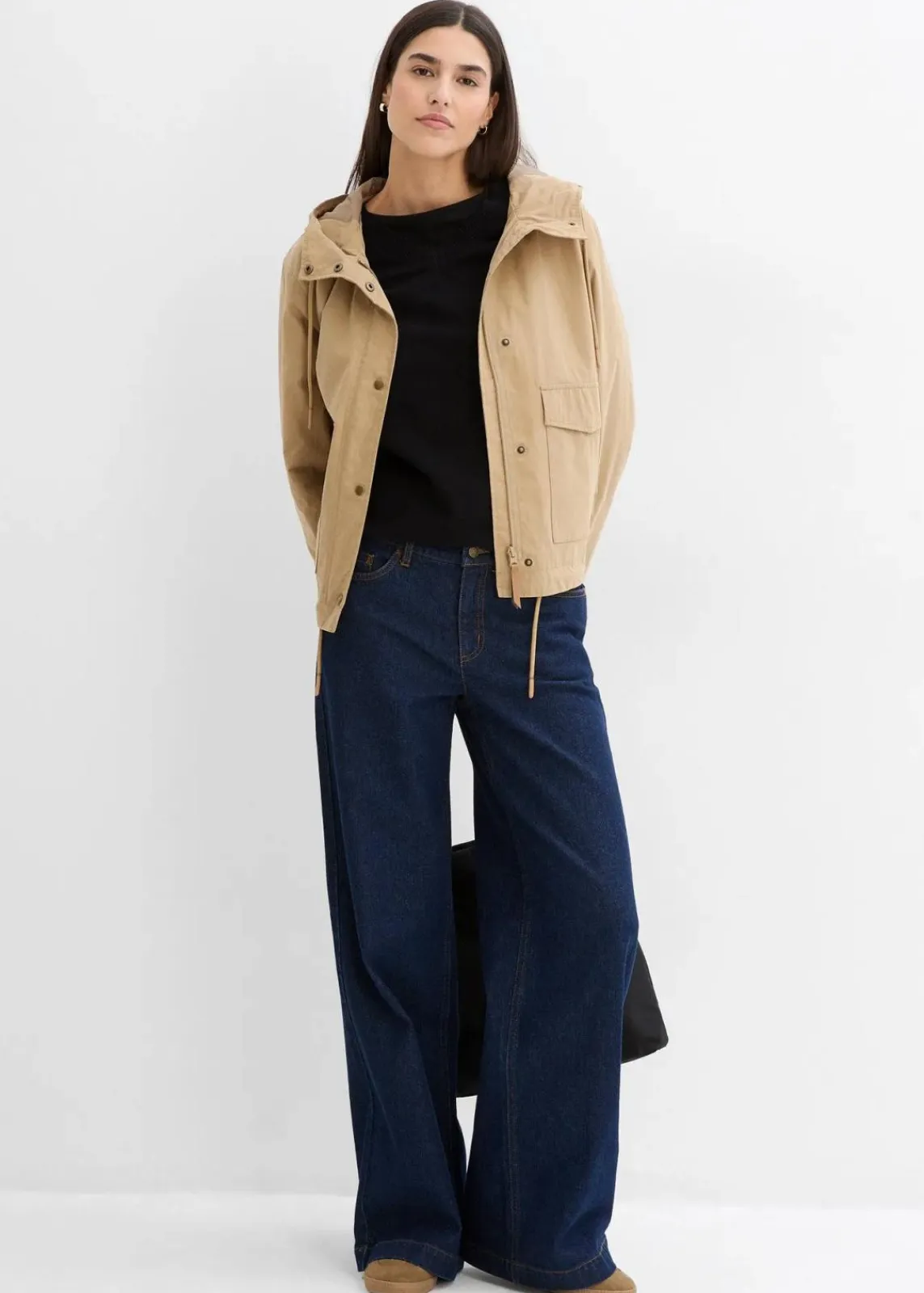 bonprix Bekleidung·Shirts & Tops|Jeans^Wide-Leg-Jeans, Mid Waist, Full Length tiefblau denim ungewaschen