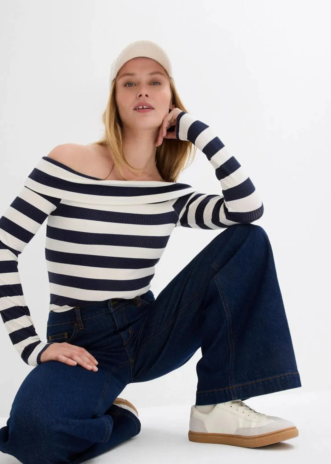 bonprix Bekleidung·Shirts & Tops|Jeans^Wide-Leg-Jeans, Mid Waist, Full Length tiefblau denim ungewaschen
