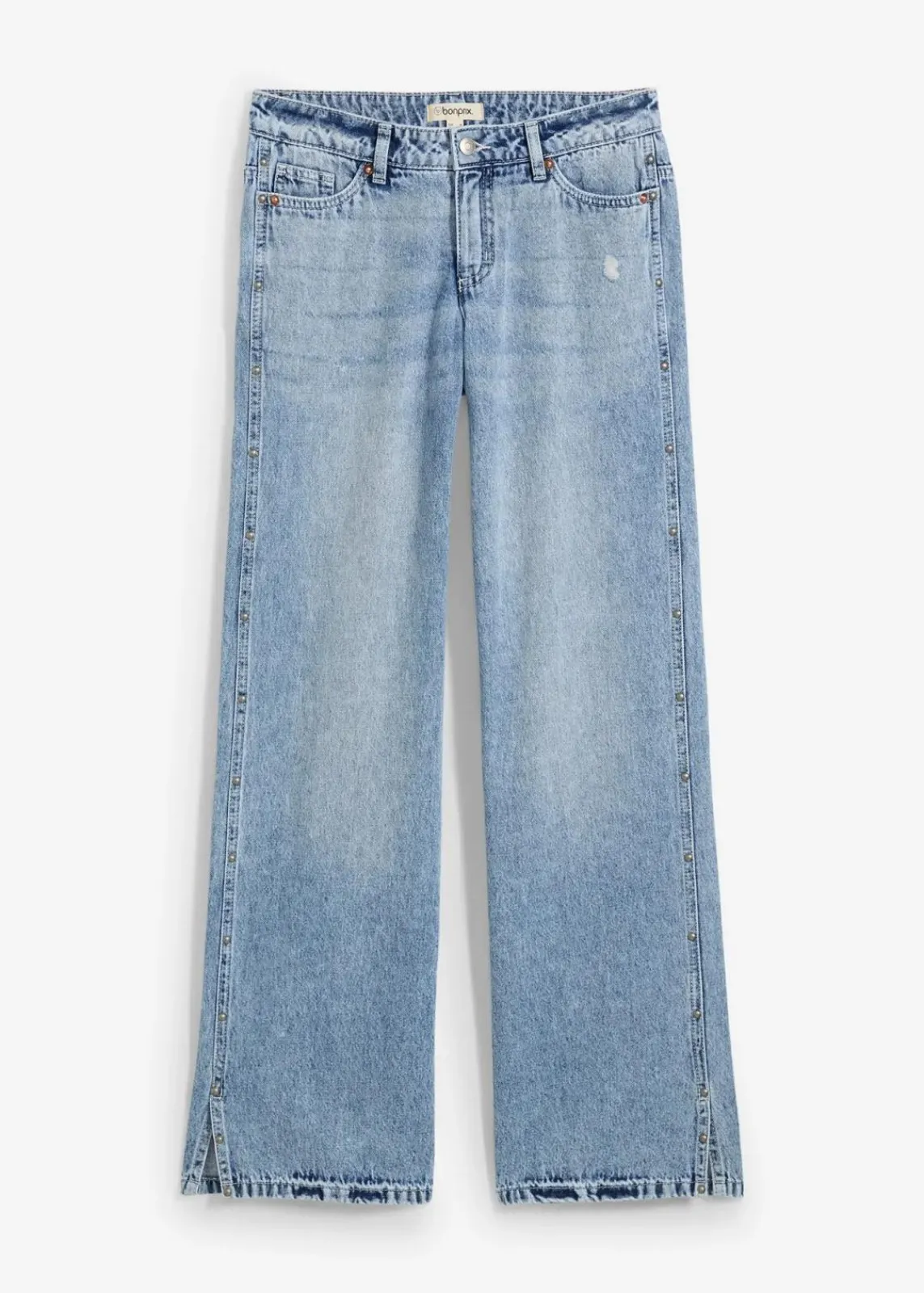 bonprix Jeans|Bekleidung·Shirts & Tops^Wide-Leg-Jeans Mid Waist, Low Stretch eisblau denim used