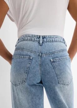 bonprix Jeans|Bekleidung·Shirts & Tops^Wide-Leg-Jeans Mid Waist, Low Stretch eisblau denim used