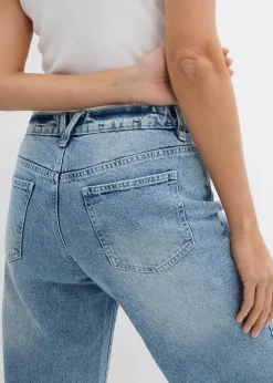 bonprix Kurzgrößen|Bekleidung·Shirts & Tops^Wide-Leg-Jeans, Mid Waist, Low Stretch Full Length eisblau denim used