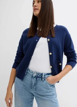 bonprix Kurzgrößen|Bekleidung·Shirts & Tops^Wide-Leg-Jeans, Mid Waist, Low Stretch Full Length eisblau denim used
