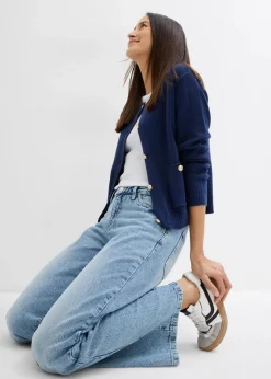 bonprix Kurzgrößen|Bekleidung·Shirts & Tops^Wide-Leg-Jeans, Mid Waist, Low Stretch Full Length eisblau denim used