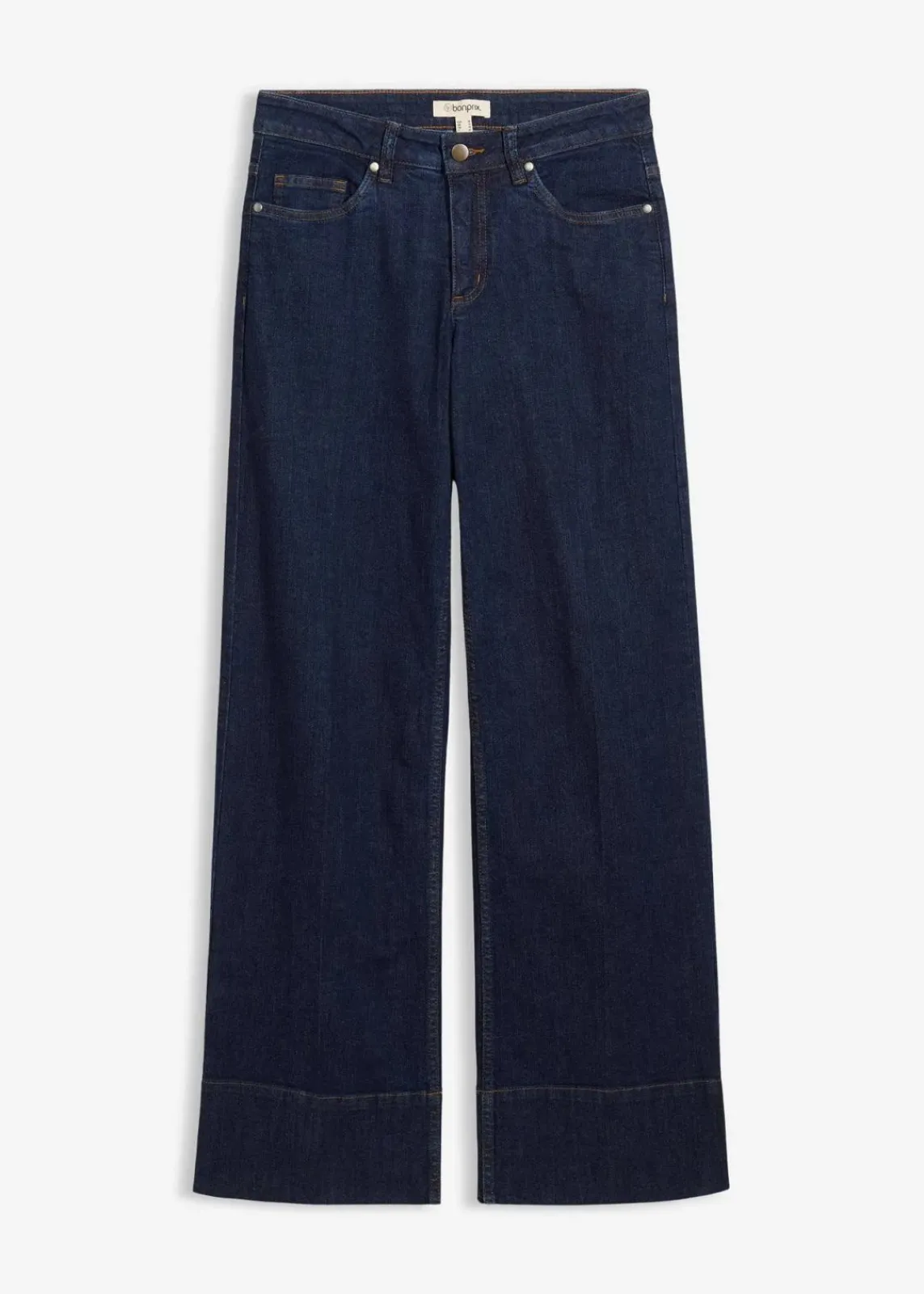bonprix Jeans|Kurzgrößen^Wide-Leg-Jeans Mid Waist mit Bio Baumwolle tiefblau denim ungewaschen