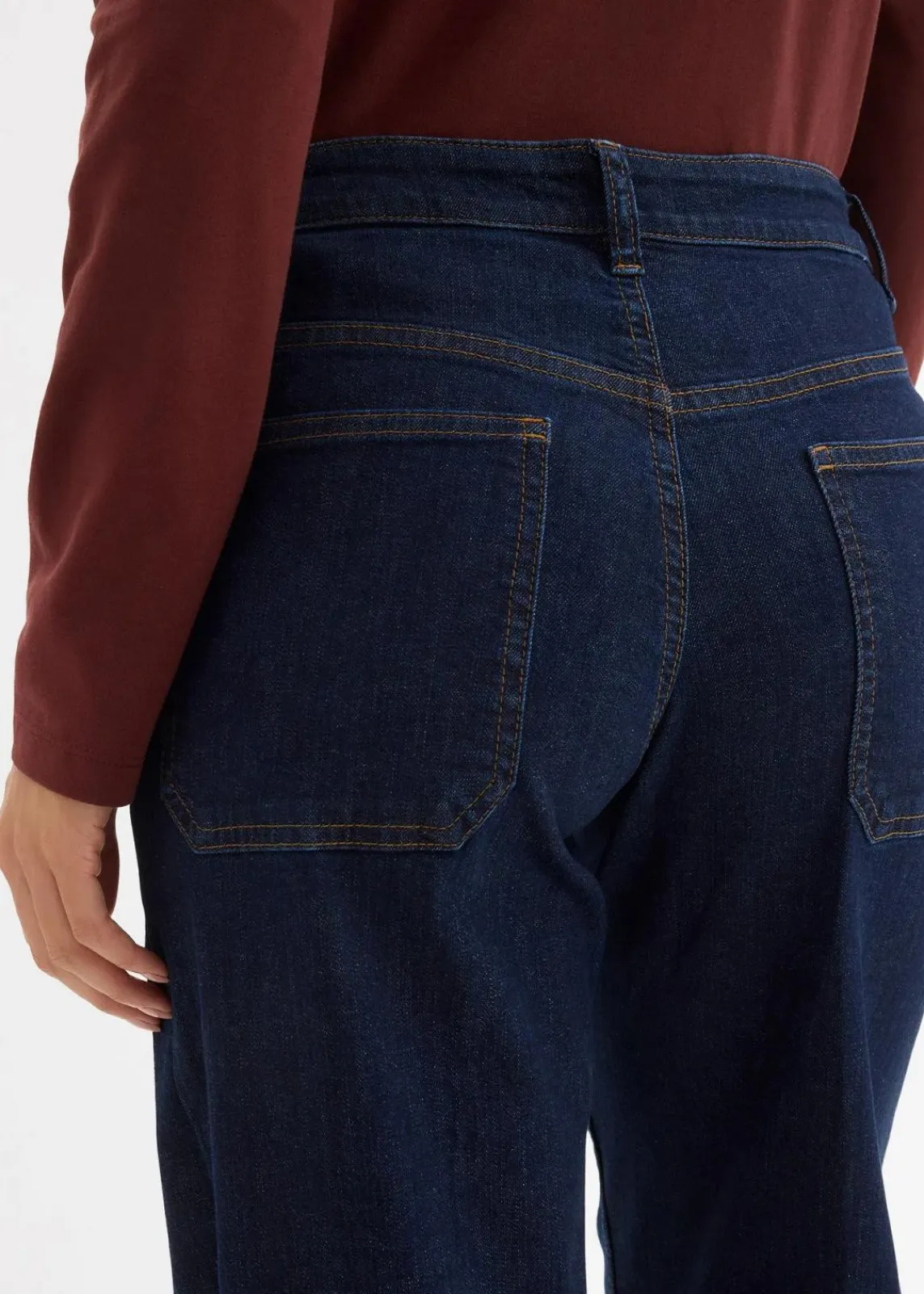 bonprix Jeans|Kurzgrößen^Wide-Leg-Jeans Mid Waist mit Bio Baumwolle tiefblau denim ungewaschen