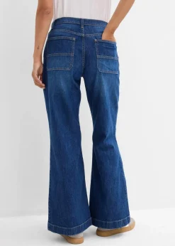bonprix Bekleidung·Shirts & Tops|Jeans^Wide-Leg-Jeans Mid Waist mit aufgesetzten Taschen blau denim