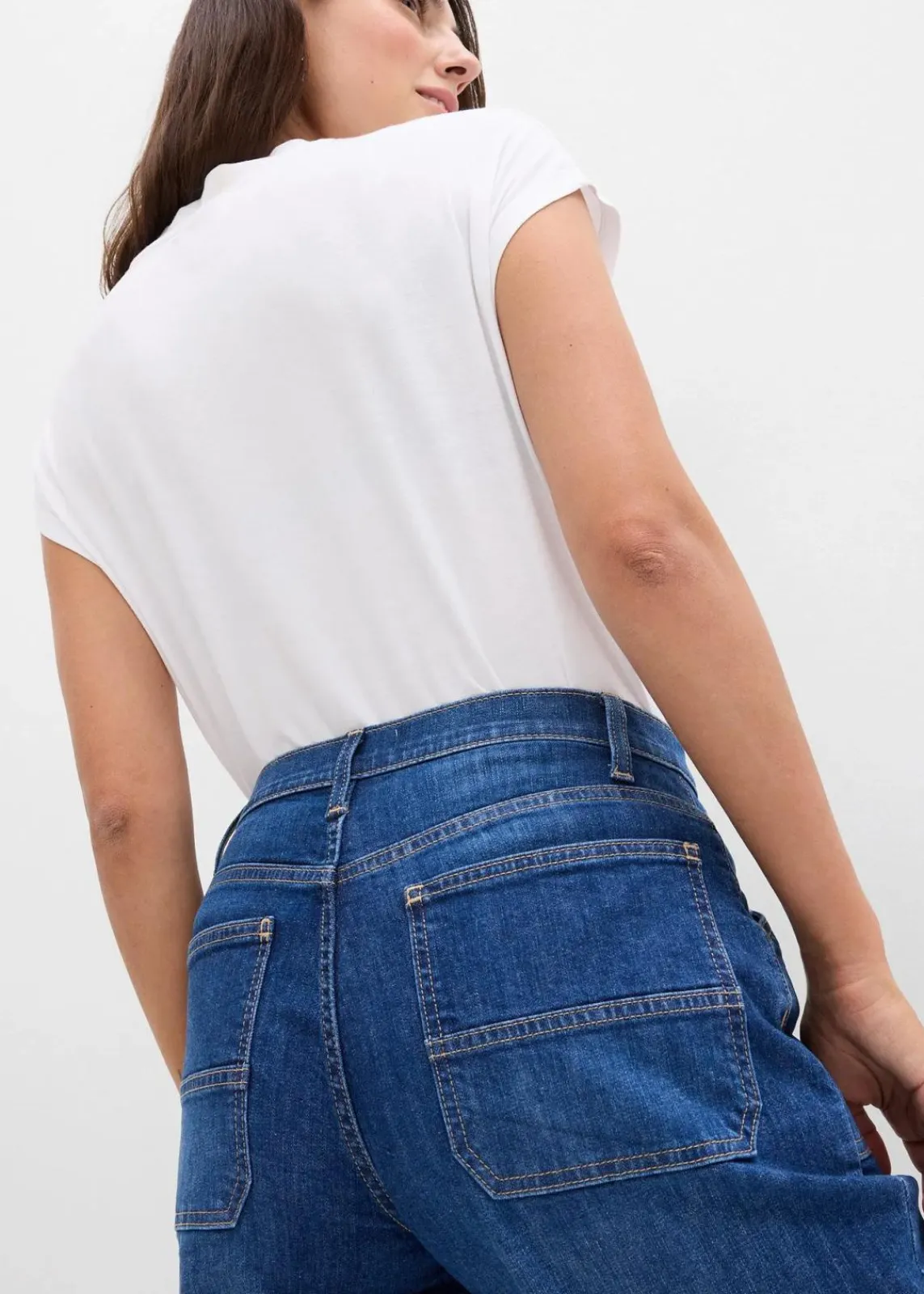 bonprix Bekleidung·Shirts & Tops|Jeans^Wide-Leg-Jeans Mid Waist mit aufgesetzten Taschen blau denim