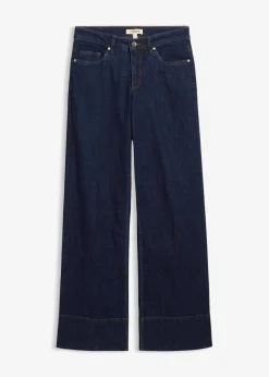 bonprix Kurzgrößen|Bekleidung·Shirts & Tops^Wide-Leg-Jeans Mid Waist mit Bio Baumwolle tiefblau denim ungewaschen