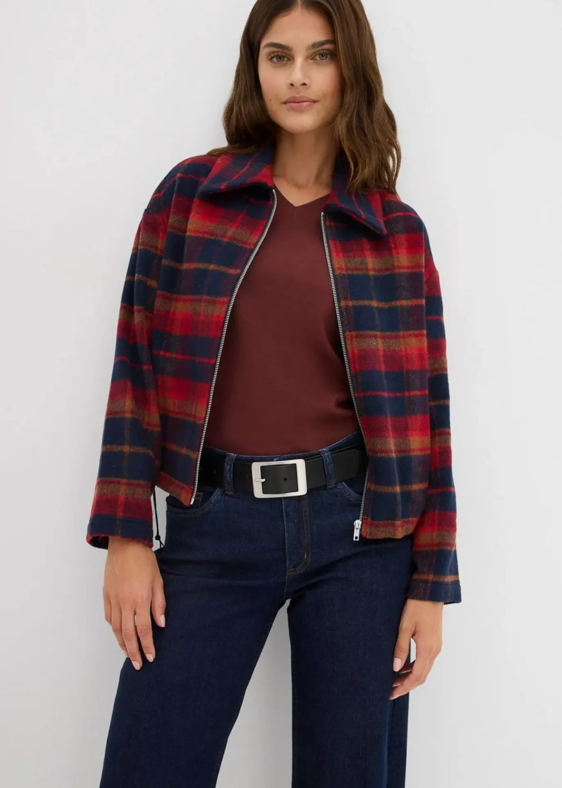 bonprix Kurzgrößen|Bekleidung·Shirts & Tops^Wide-Leg-Jeans Mid Waist mit Bio Baumwolle tiefblau denim ungewaschen