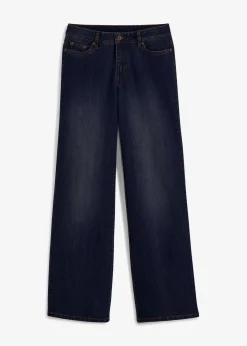 bonprix Jeans|Kurzgrößen^Wide-Leg-Jeans, Mid Waist, Stretch nachtblau denim
