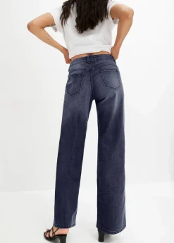 bonprix Jeans|Kurzgrößen^Wide-Leg-Jeans, Mid Waist, Stretch nachtblau denim