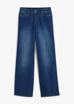 bonprix Kurzgrößen|Bekleidung·Shirts & Tops^Wide-Leg-Jeans, Mid Waist, Stretch blau denim