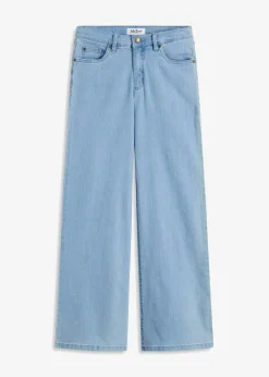 bonprix Bekleidung·Shirts & Tops|Jeans^Wide-Leg-Jeans, Mid Waist, Stretch hellblau denim used