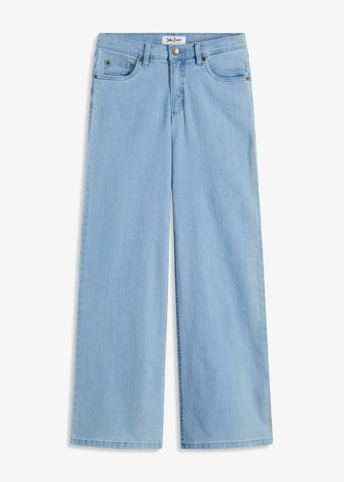 bonprix Bekleidung·Shirts & Tops|Jeans^Wide-Leg-Jeans, Mid Waist, Stretch hellblau denim used
