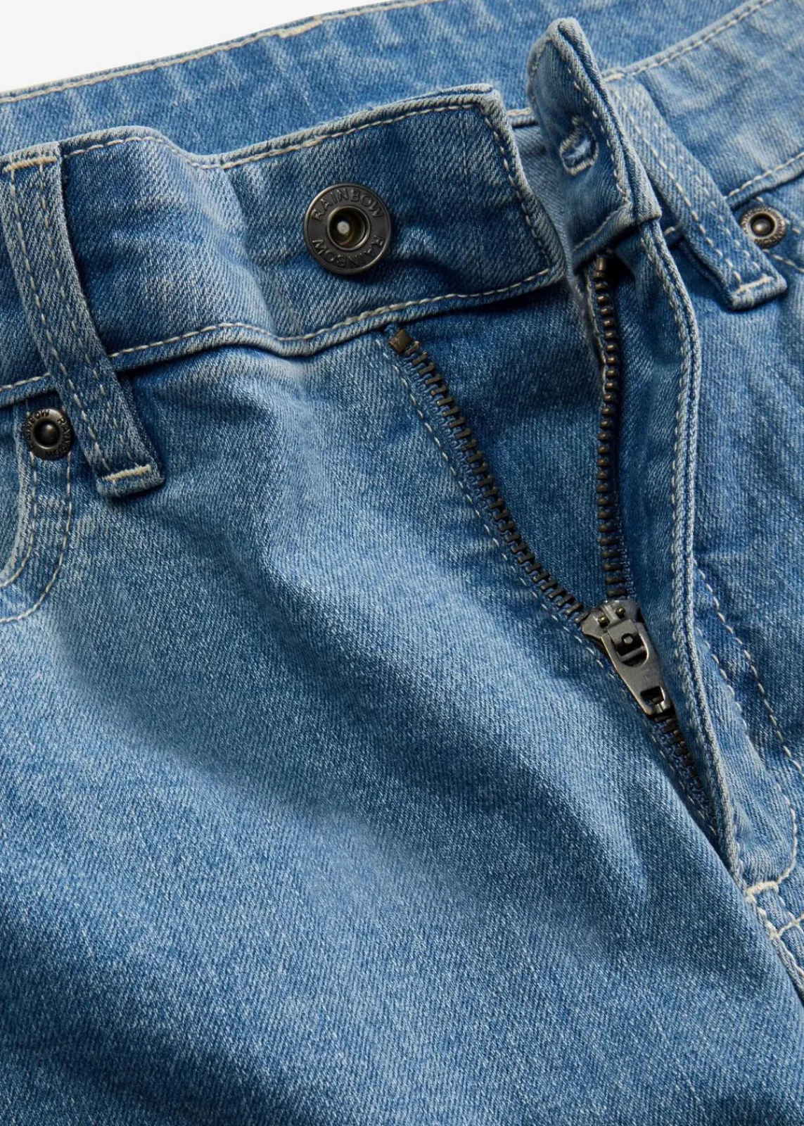 bonprix Jeans|Kurzgrößen^Wide-Leg-Jeans, Mid Waist, Stretch hellblau denim