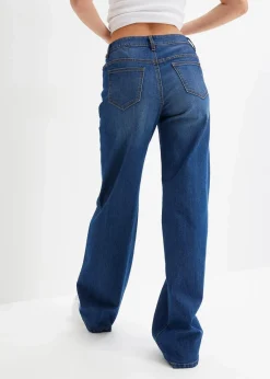bonprix Jeans|Kurzgrößen^Wide-Leg-Jeans, Mid Waist, Stretch blau denim