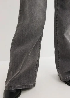 bonprix Jeans|Kurzgrößen^Wide-Leg-Jeans, Mid Waist, Stretch grau denim